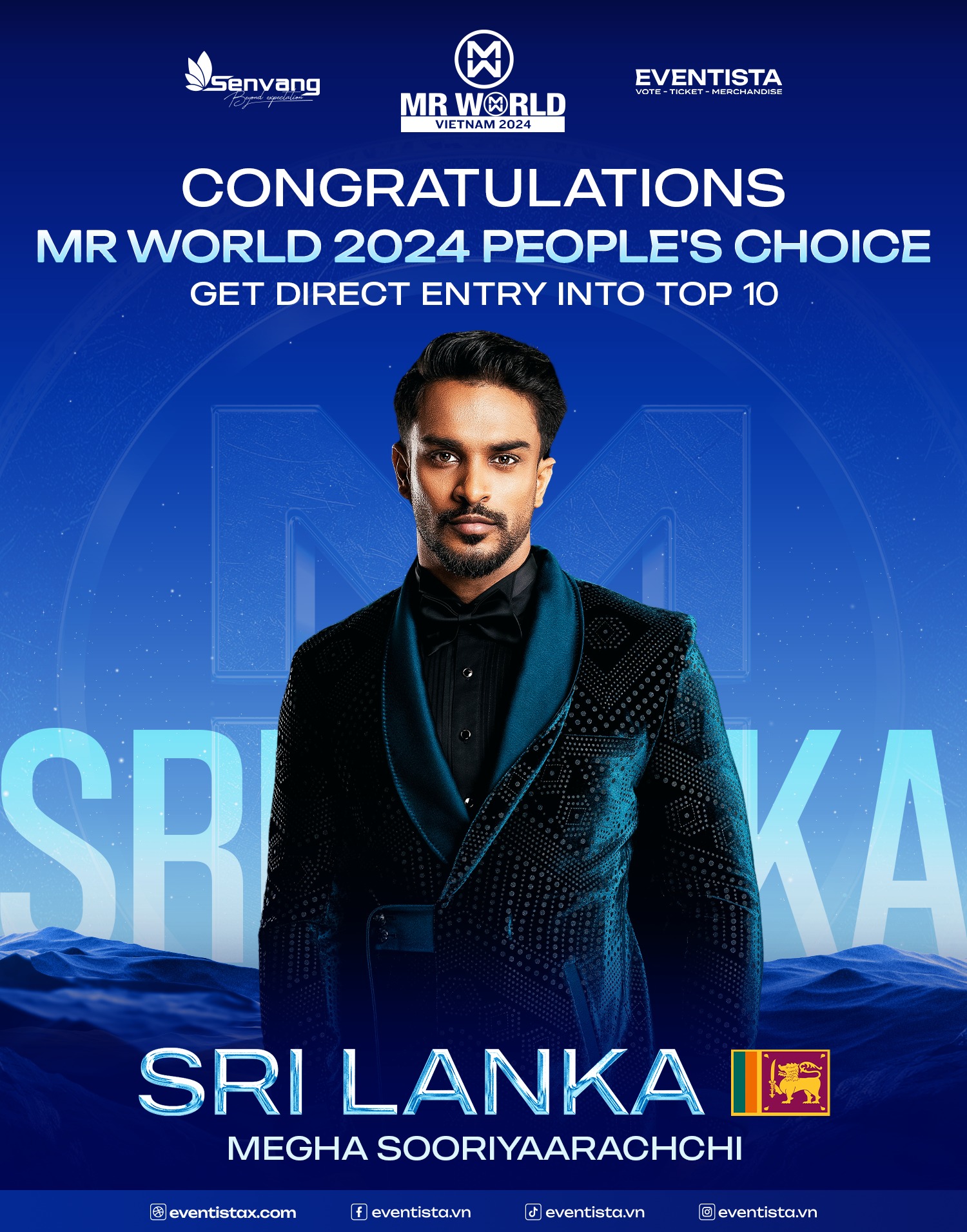 Mr Sri Lanka secured a direct entry into the Top 10 through the People's Choice Award