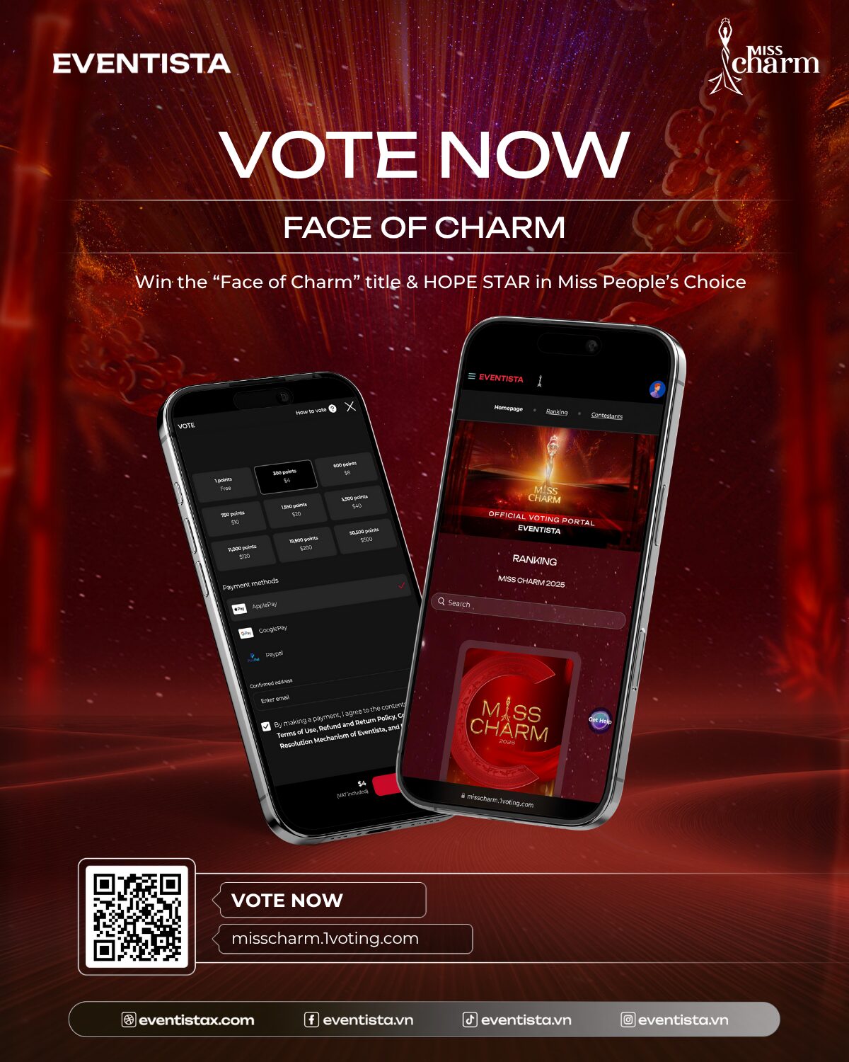 1Vote - Cổng Bình Chọn (Voting) Chính Thức Của Miss Charm 2025