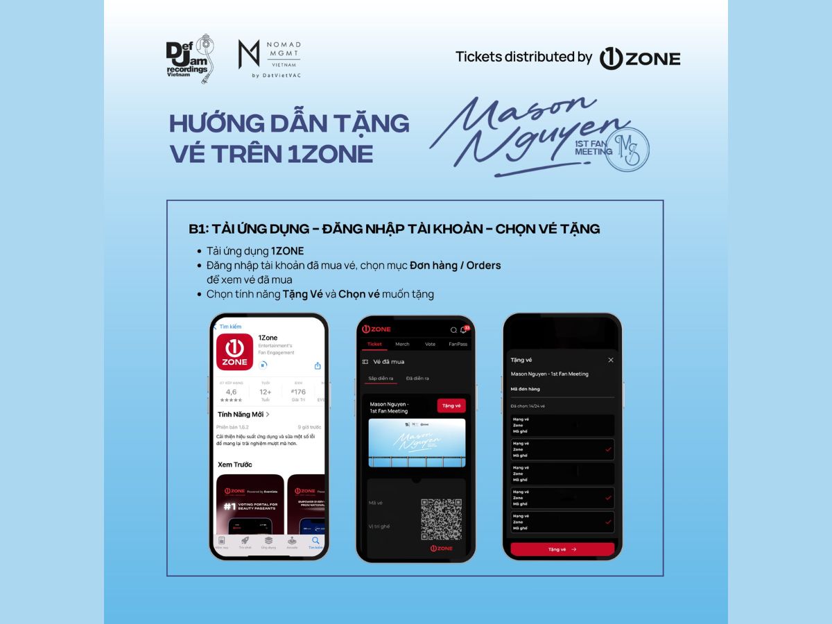 Dễ dàng tặng vé sự kiện cho bạn bè và người thân qua ứng dụng 1Zone
