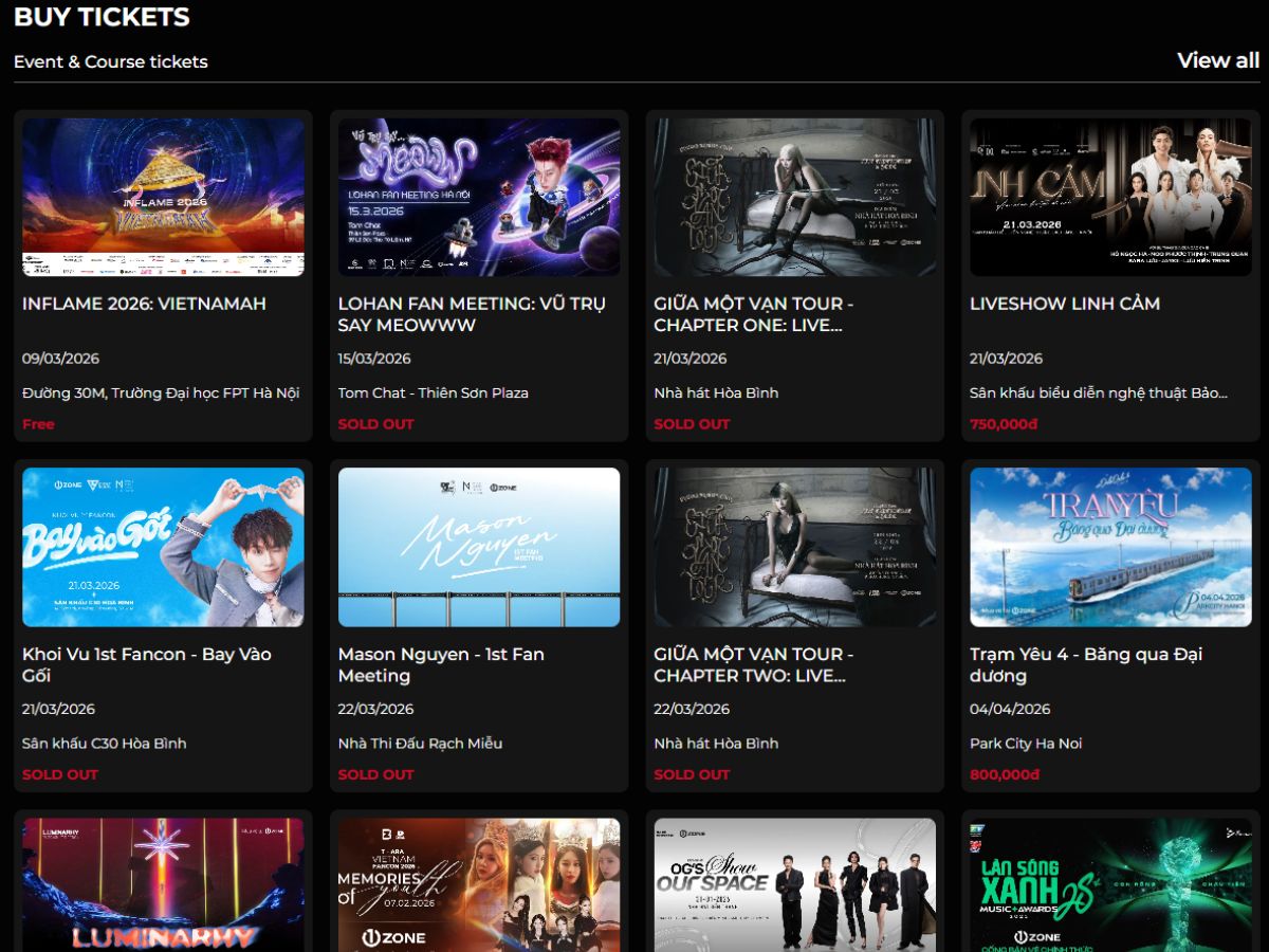 Mua vé online cực tiện lợi với 1Zone