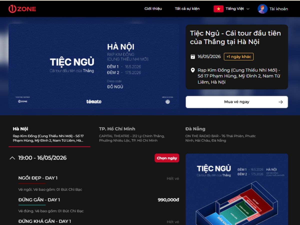 Mua vé Thắng tour nhanh kẻo lỡ cơ hội gặp thần tượng